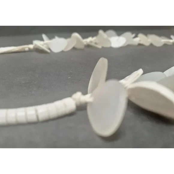 CHICOS Necklace & Bracelet Set Resin White Seaglass Drops w/ Cording White Beads - Picture 9 of 10